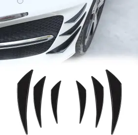 Gkzst902bl-6ps Gkmow Universal Car Spoiler Canards Kit - 6pc Glossy Black Front Lip