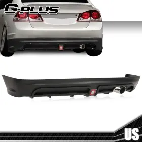 Gp142369 Gplusmotor Rear Bumper Lip Spoiler Brake Light Muffler Tip Fit For 06-11 Honda Civic