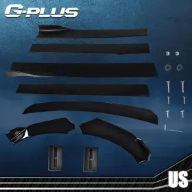 Gpl05191 Gplusmotor Universal Front Bumper Lip Spoiler Chin Splitter With Side Skirt Extension Kit