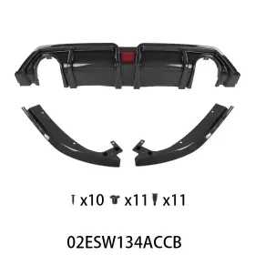Gplus11041712 Gplusmotor Carbon Fiber Rear Diffuser Lip Body Kit With Led Light Fit For 2016-21 Honda Civic