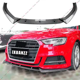 H Hengyi Soul A3 8v 2017-2020 For Audi Rs3 S3 S-line Sedan Carbon Look Front Lip Splitter