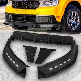 2-pu-103 Hdc Autosports For 2022-2024 Ford Maverick Black Front Bumper Lip Led Sequential Running Lights