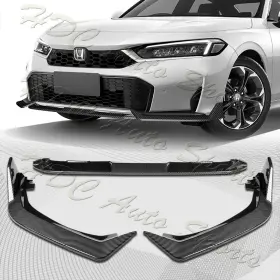 2-pu-204-pcf Hdc Autosports For 2025-2026 Honda Civic Sedan Hatchback Carbon Style Front Bumper Lip Spoiler