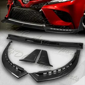 2-pu-210-led-pcf Hdc Autosports For 2018-2020 Toyota Camry Se Carbon Look Led Sequential Lights Front Bumper Lip
