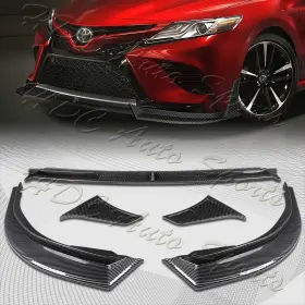 2-pu-210-pcf Hdc Autosports For 2018-2020 Toyota Camry Se Xse Carbon Look Front Bumper Lip Splitter Spoiler