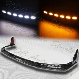 2-pu-212-led-pcf Hdc Autosports For 2021-2024 Camry Se Xse Carbon Painted Led Sequential Lights Front Bumper Lip