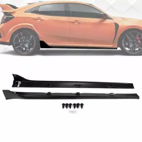 64598 Hecasa For Honda 2016-2021 Civic Lx Ex Si 4 Dr Sedan Side Skirt Extension Type-r Style
