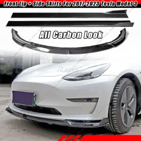 Zttmodel32017 Hengyi Soul For Tesla Model 3 2017-2023 Front Bumper Spoiler Lip Side Skirts Carbon Style
