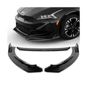 2-pu-322 Hk5 3 Pieces Abs Front Bumper Lip Spoiler Splitter Side Body Kit Trim Protection
