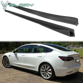 Bls-tsl318ik-pp Hyper Glory Fits 17-25 Tesla Model 3 Side Skirts Ikon Rocker Panel Spoiler Matte Black Pp