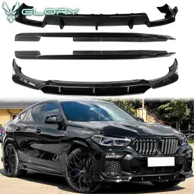 Cb-a012588 Hyper Glory Fits 20-23 Bmw G06 X6 Ikon Front And Rear Bumper Lip 2pc Side Skirts Gloss Black