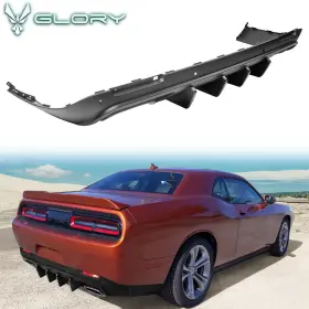 Cb-a012700 Hyper Glory Fits 15-23 Dodge Challenger Rear Diffuser Ikon V2 Bumper Lip Fin Matte Black Pp
