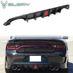 Cb-a012868 Hyper Glory Fits 15-23 Dodge Charger V4 Rear Diffuser Quad Exhaust With Led Light Matte Black