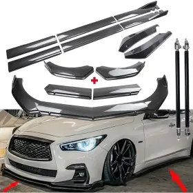 Iaccessoryonline Q50 Q60 Q70 Carbon Fiber Front Bumper Lip Spoiler And Side Skirt For Infiniti