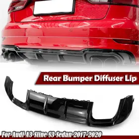 8v5807521ac Idenuona Rear Bumper Diffuser Lip Spoiler For Audi S3 A3 Sline 2017-2020 2018 Black