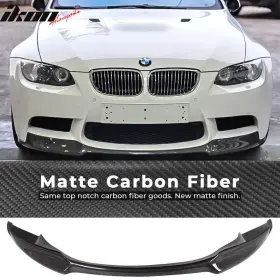 13-bme920525-mcf Ikon Motorsports Fits 08-14 Bmw E92 M3 3 Series V Style Front Bumper Lip - Matte Carbon Fiber