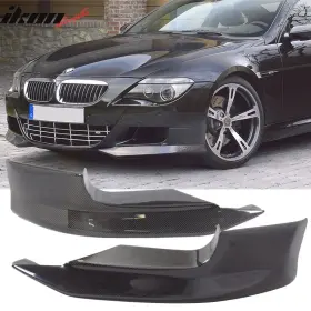 14425 Ikon Motorsports Fits 06-10 Bmw E63 E64 M6 A Style Front Bumper Lip Splitters 2pc - Carbon Fiber
