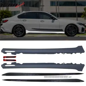 8-sk-bg20mpamb-gbk Ikon Motorsports Fits 19-25 Bmw 3 Series G20 Mp Style Side Skirts And Rocker Panel With Ambient Light