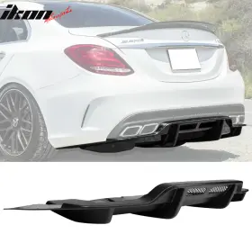 Bld-mbc6315psm-mb Ikon Motorsports Fits 15-18 Benz C-class C63 Amg Psm Style Rear Bumper Lip Diffuser Matte Black