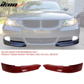 Blf-be902p-pp-a61 Ikon Motorsports For 05-08 Bmw E90 3-series Front Bumper Lip Oe Style Pp Chin Splitters #a61 Red