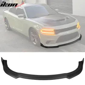 Blf-dc15srtv43pa-mbk Ikon Motorsports Fits 15-23 Dodge Charger Srt V4 A Style Abs Front Bumper Lip Matte Black 3pcs