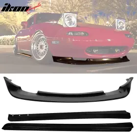 Bls-mzmt89fd Ikon Motorsports Blf-mzmt89gv&bls-mzmt89fd Fits 90-97 Mazda Miata Fd Style Side Skirts Extensions Front Bumper Lip - Pu