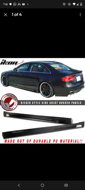 Bls-aa409rg-pu Ikon Motorsports Fits 09-12 Audi A4 Side Skirts Extension Rocker Panels Rg Style Pu