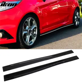 Bls-ffie14stik-gbk Ikon Motorsports Fits 14-19 Ford Fiesta St And Line Style Side Skirts Extension Gloss Black