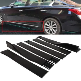 Im1672122103s Imcarparts 6pc Universal Black Extension Side Skirt Rocker Splitters 86 Inch X 4 Body Kits