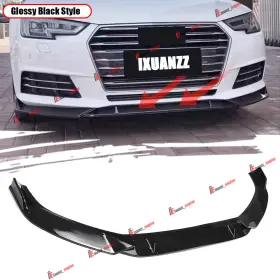 Ixuanzz003767-gb Ixuanzz V Style Gloss Black Front Bumper Splitter Spoiler Lip For Audi A4 Base 2017-2019