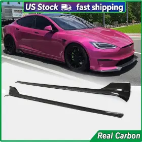 Jcing 569801392396 For Tesla Model S Sedan 2021-2024 Real Carbon Side Skirt Extension Lip Splitters