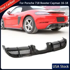 Jcing 569801422932 Real Carbon Rear Bumper Diffuser Lip Fit For Porsche 718 Boxster Cayman 2016-18