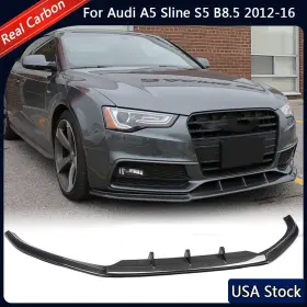 Jcing 569806975464 For Audi A5 Sline S5 13-16 Real Carbon Fiber Front Bumper Lip Spoiler Splitters