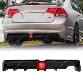 Jmhd-01-021 Jeanumanautomobile Sedan Only Carbon Fiber Print With Led Light Rear Diffuser For 06-11 Honda Civic