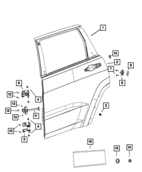 68544487aa Jeep Oe Oem 2021-24 Grand Cherokee Rear Left Upper Door Hinge Black Nip