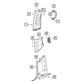 6lf26tx7aa Jeep Oe For Wagoneer 22-24 Center Right Door Pillar Post Trim Set