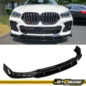 Jc-blf-bg06mtik4p-gbk Jetcruise Fits 20-23 Bmw G06 X6 M Sport Gloss Black Front Bumper Lip Splitter Abs 4pcs