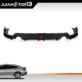Jijia0905007 Jijiamotor13 Fits 16-21 Honda Civic Carbon Fiber Style Rear Lip Diffuser Body Kit Led Light