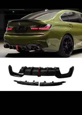 W-bm631-1 Jm-factory Dry Carbon Fiber Rear Bumper Lip Diffuser With Light For Bmw 3 Series G20 2019-2022
