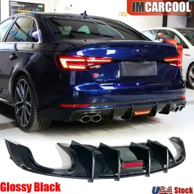 W-ad354-b Jmcarcool For Audi A4 Sline S4 2017-19 Rear Bumper Diffuser Lip Quad Exhaust Glossy Black