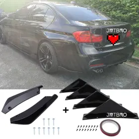 340i Jmtbno 4pcs/rear 4 Fin Rear Bumper Lip Diffuser Shark 2 Canard Spoiler For 330i M3