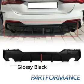 547781 Karpal For 2020-24 Bmw G22 G23 4 Series Shark Fin Led Rear Bumper Diffuser Gloss Black