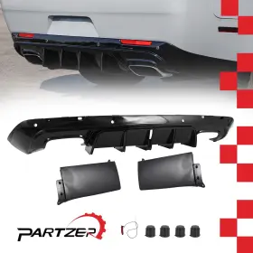 5852 Karpal Led Rear Bumper Diffuser Shark Fin For 2015-2023 Dodge Challenger Gloss Black