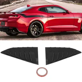 12499180 Keepcrushparts For 2016-2024 Chevrolet Camaro Ss Coupe Glossy Black Window Louvers Cover
