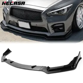 Fla11670 Kuafu For 14-17 Infiniti Q50 Sport 4dr Carbon Fiber Style 3pc Front Bumper Lip Spoiler