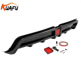 Flm000004669 Kuafu Rear Bumper Diffuser With Led For 06-11 Honda Civic 4dr Mugen Rr Carbon Fiber Style