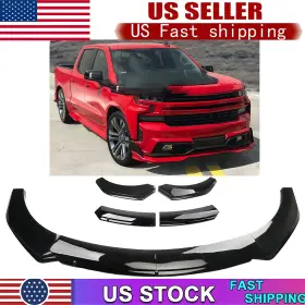 265cesddd Kyllaoo For Chevy Silverado 1500 Front Bumper Lip Splitter Spoiler Body Kit Glossy Black