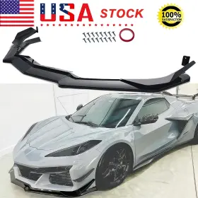 3616725 Kyllaoo For Corvette C8 Z51 Stg 2020-2024 Gloss Black Front Bumper Lip Splitter