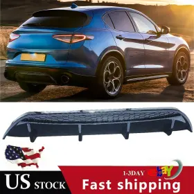65441542 Kyllaoo For 17-22 Alfa Romeo Stelvio Gloss Blk Rear Bumper Diffuser Spoiler Veloce Style