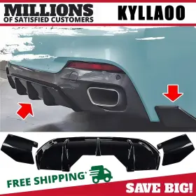 Kyllaoo 802156123021 Gloss For Bmw X6 F16 M Sport 2014-2019 Rear Bumper Diffuser Lip With Side Winglets